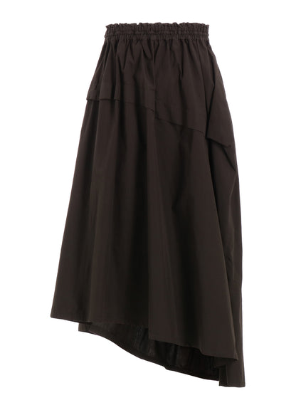 COTTON BROAD GARMENT DYEING RIGHT TUCKED ASYMMETRIC SKIRT