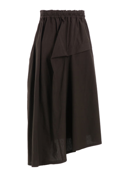 COTTON BROAD GARMENT DYEING RIGHT TUCKED ASYMMETRIC SKIRT