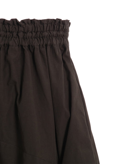 COTTON BROAD GARMENT DYEING RIGHT TUCKED ASYMMETRIC SKIRT