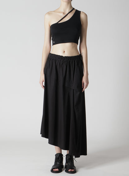 COTTON BROAD GARMENT DYEING RIGHT TUCKED ASYMMETRIC SKIRT
