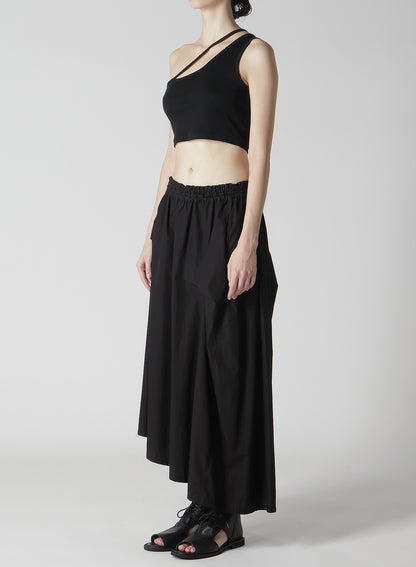 COTTON BROAD GARMENT DYEING RIGHT TUCKED ASYMMETRIC SKIRT