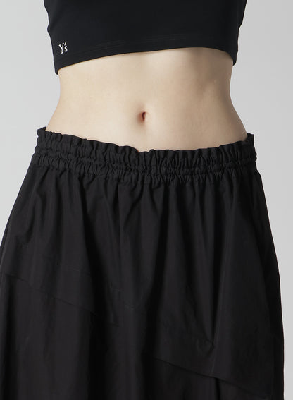 COTTON BROAD GARMENT DYEING RIGHT TUCKED ASYMMETRIC SKIRT