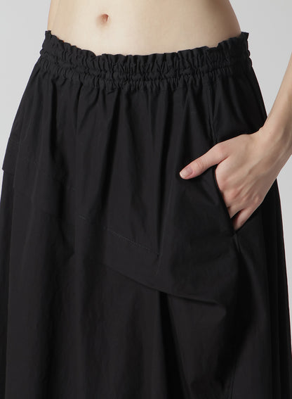COTTON BROAD GARMENT DYEING RIGHT TUCKED ASYMMETRIC SKIRT
