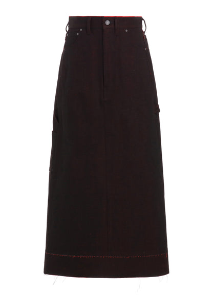 BACK RED BLACK DENIM SKIRT