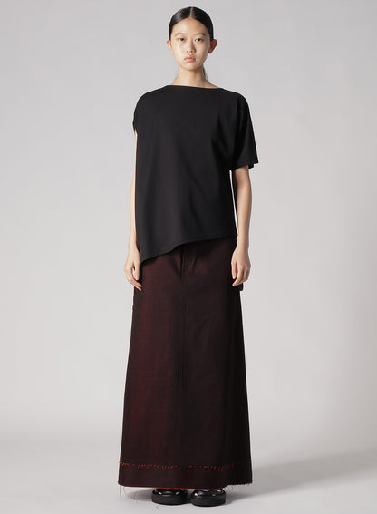 BACK RED BLACK DENIM SKIRT