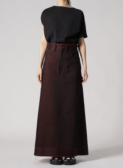 BACK RED BLACK DENIM SKIRT