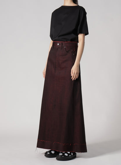 BACK RED BLACK DENIM SKIRT