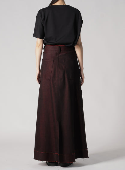 BACK RED BLACK DENIM SKIRT