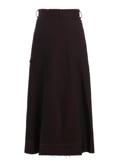 BACK RED BLACK DENIM SKIRT