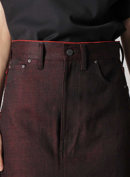 BACK RED BLACK DENIM SKIRT