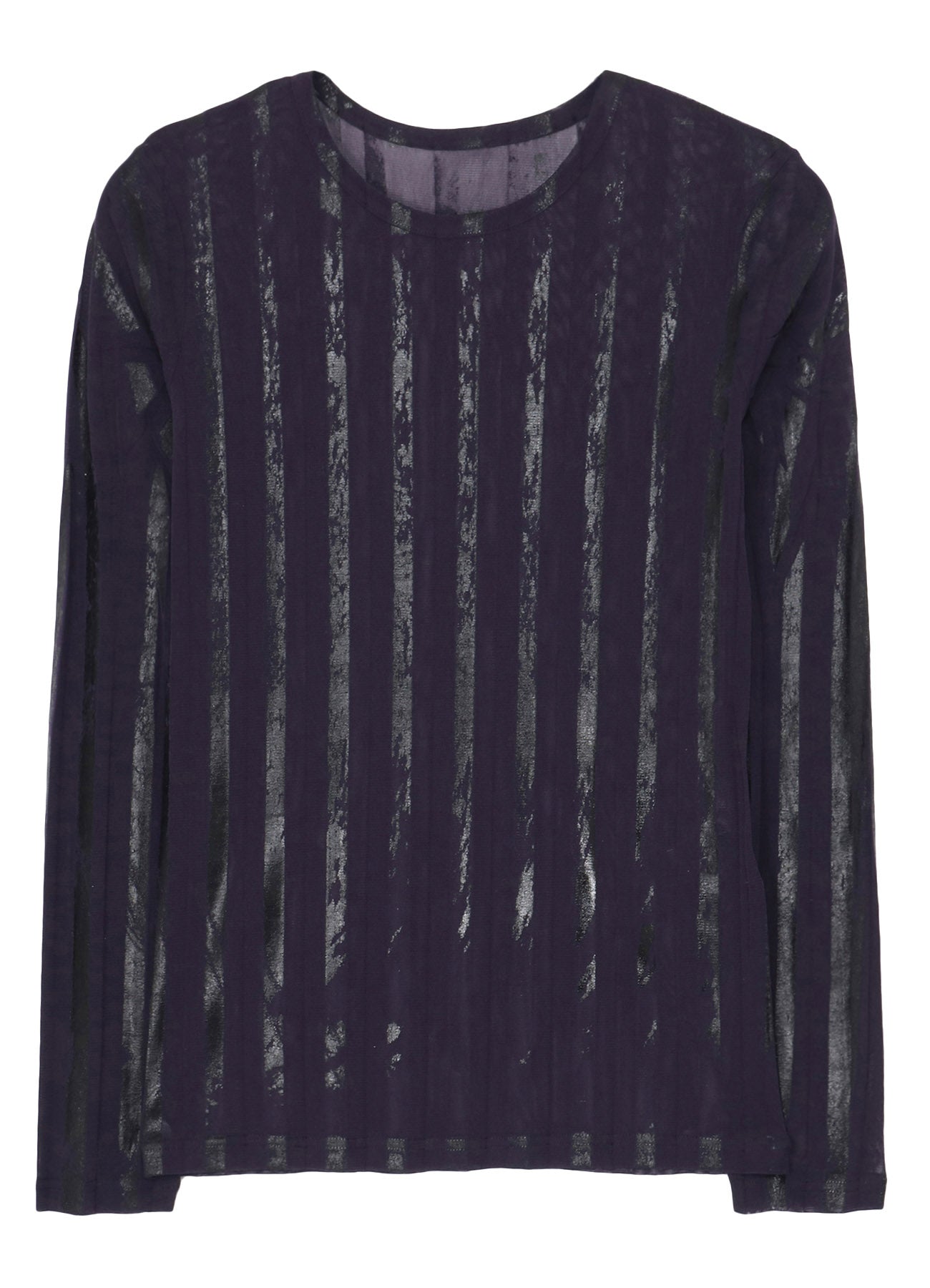 TULLE PLEATS LONG SLEEVE ROUND NECK T