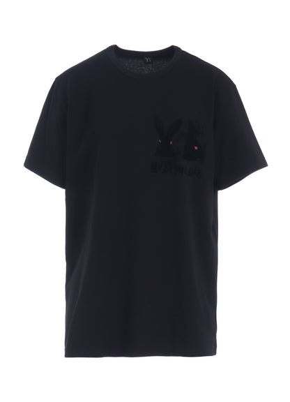 ANIMAL FLOCKED PRINT ROUND NECK SHORT SLEEVE T (RABBIT)