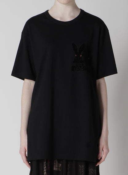 ANIMAL FLOCKED PRINT ROUND NECK SHORT SLEEVE T (RABBIT)