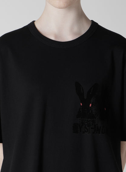 ANIMAL FLOCKED PRINT ROUND NECK SHORT SLEEVE T (RABBIT)