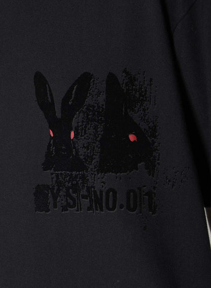 ANIMAL FLOCKED PRINT ROUND NECK SHORT SLEEVE T (RABBIT)