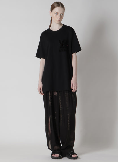 ANIMAL FLOCKED PRINT ROUND NECK SHORT SLEEVE T (RABBIT)