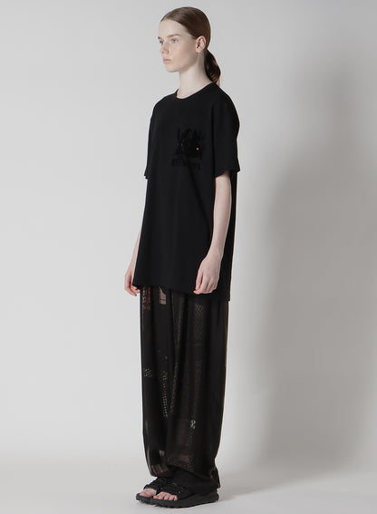 ANIMAL FLOCKED PRINT ROUND NECK SHORT SLEEVE T (RABBIT)