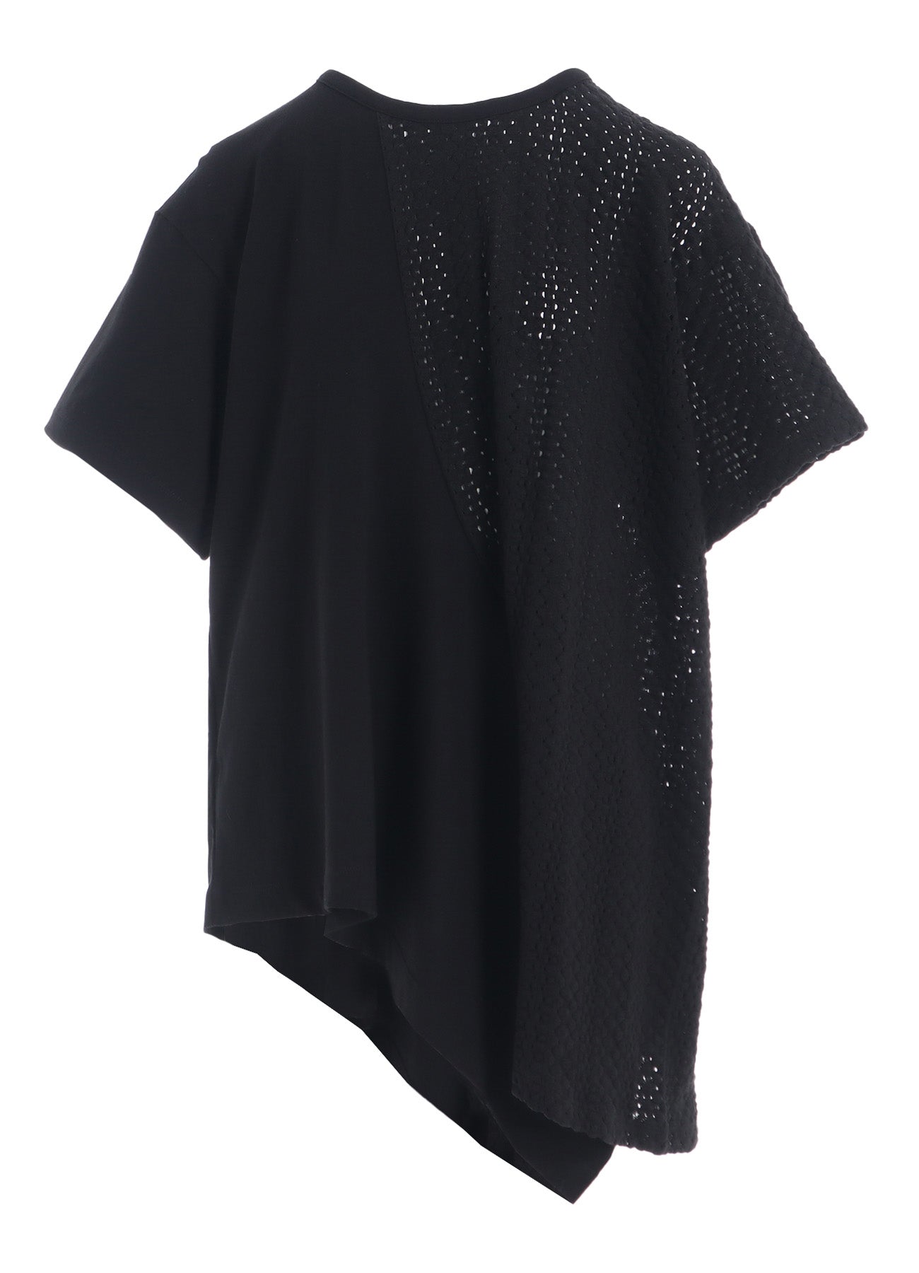 COTTON JERSEY/LACE DRAPE SHORT SLEEVE T