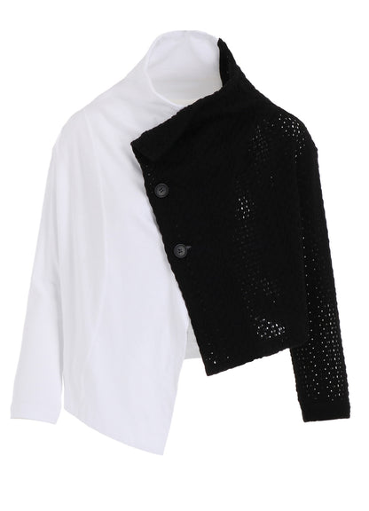 COTTON JERSEY/LACE OFF NECK 3BUTTON JACKET