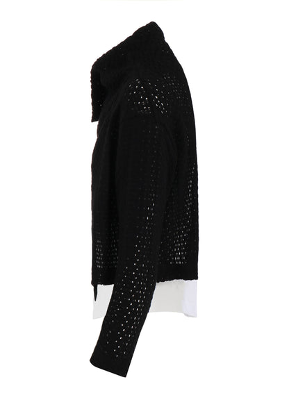 COTTON JERSEY/LACE OFF NECK 3BUTTON JACKET