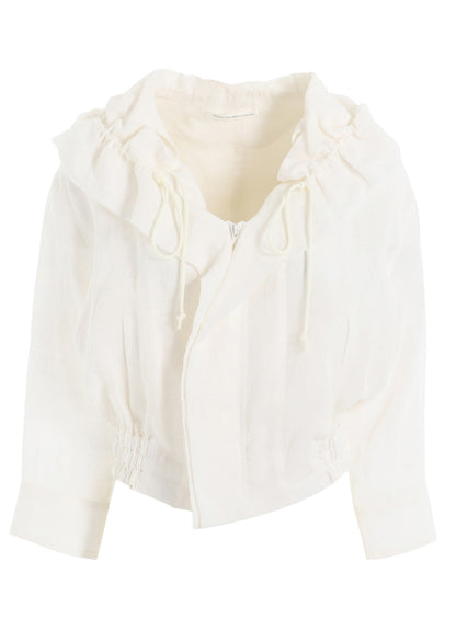 LINEN UNTWISTED LAWN GATHERED BLOUSON