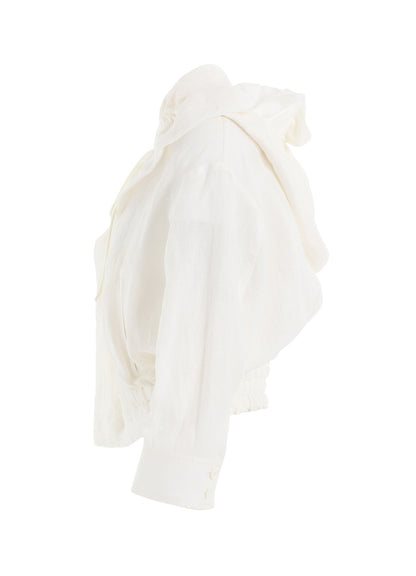LINEN UNTWISTED LAWN GATHERED BLOUSON
