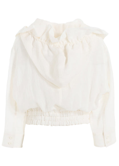 LINEN UNTWISTED LAWN GATHERED BLOUSON
