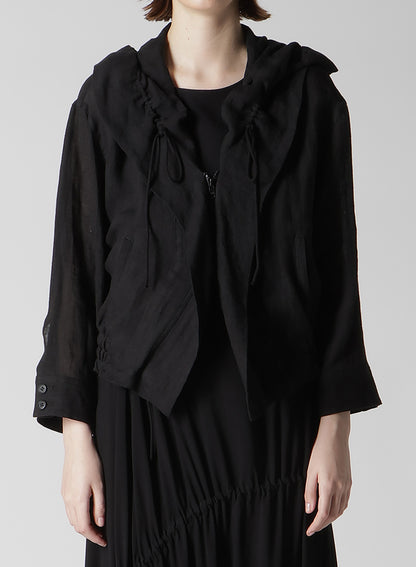 LINEN UNTWISTED LAWN GATHERED BLOUSON