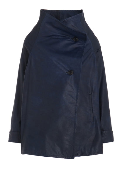 INDIGO MUD DYED LEATHER JACKET