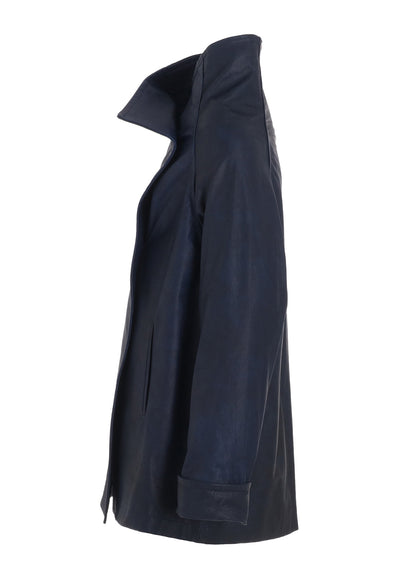 INDIGO MUD DYED LEATHER JACKET