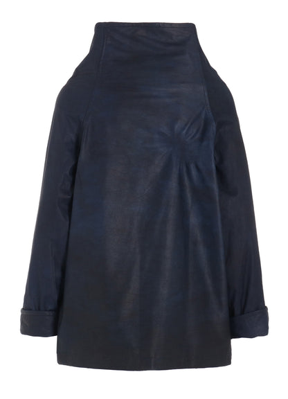 INDIGO MUD DYED LEATHER JACKET