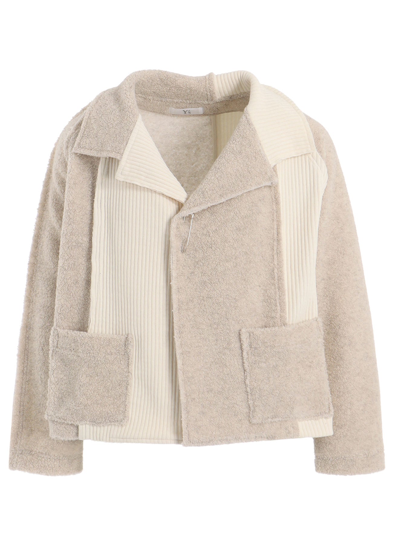 WOOL BLEND PILE COAT WITH PIN