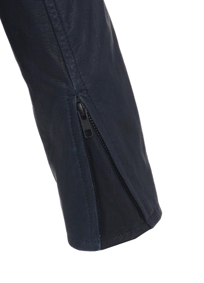 INDIGO MUD DYED LEATHER BIKER JACKET