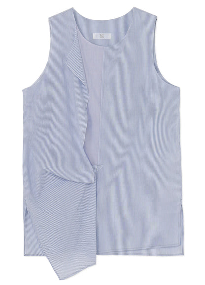 COTTON STRIPE FRONT DRAPE BLOUSE