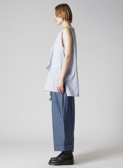 COTTON STRIPE FRONT DRAPE BLOUSE