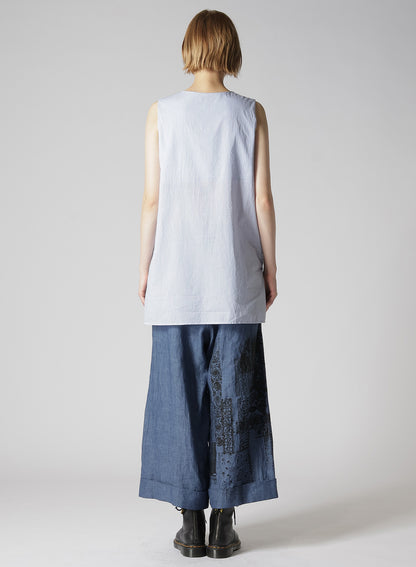 COTTON STRIPE FRONT DRAPE BLOUSE