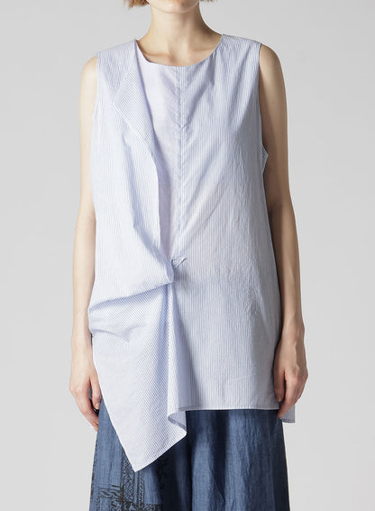 COTTON STRIPE FRONT DRAPE BLOUSE