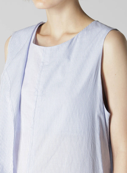 COTTON STRIPE FRONT DRAPE BLOUSE