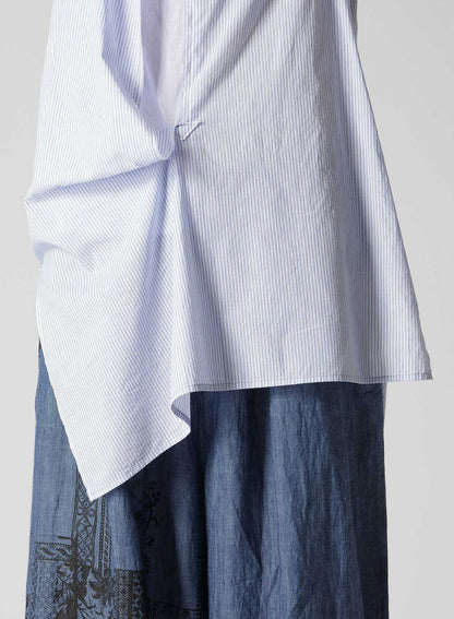 COTTON STRIPE FRONT DRAPE BLOUSE