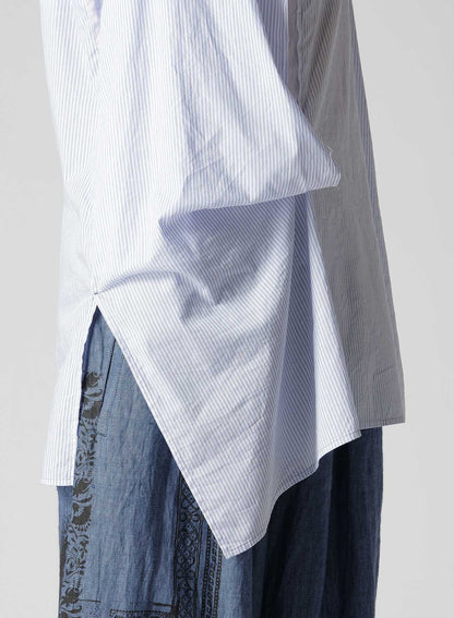 COTTON STRIPE FRONT DRAPE BLOUSE