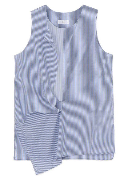 COTTON STRIPE FRONT DRAPE BLOUSE