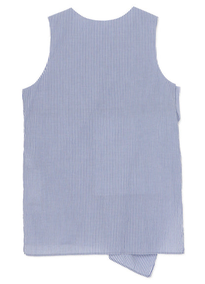 COTTON STRIPE FRONT DRAPE BLOUSE