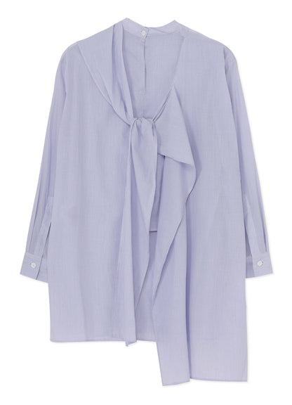 COTTON STRIPE BACK TIE BLOUSE