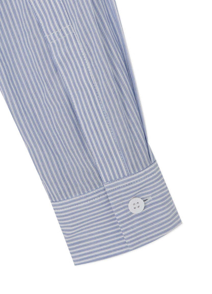 COTTON STRIPE BACK TIE BLOUSE