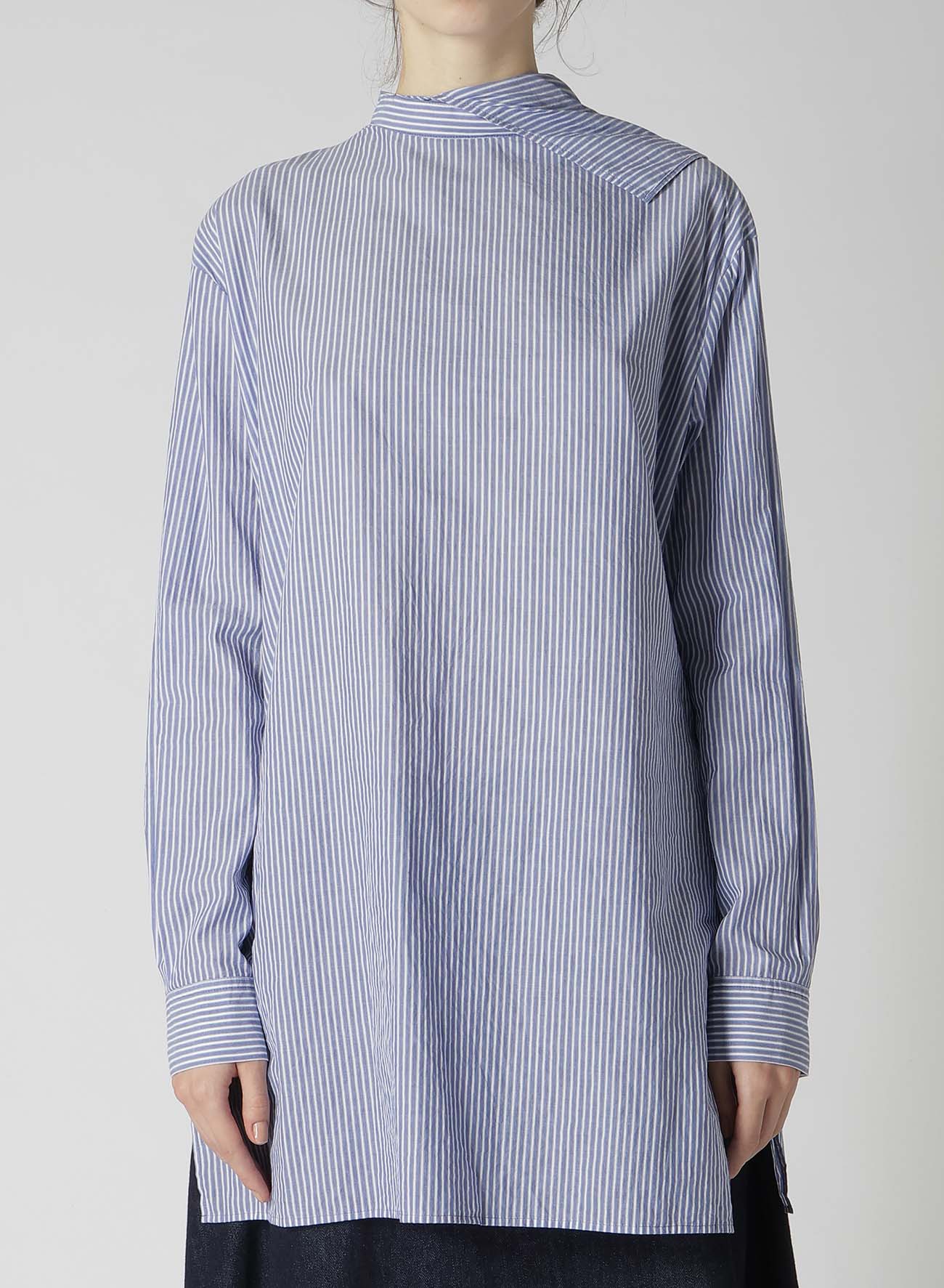 COTTON STRIPE BACK TIE BLOUSE