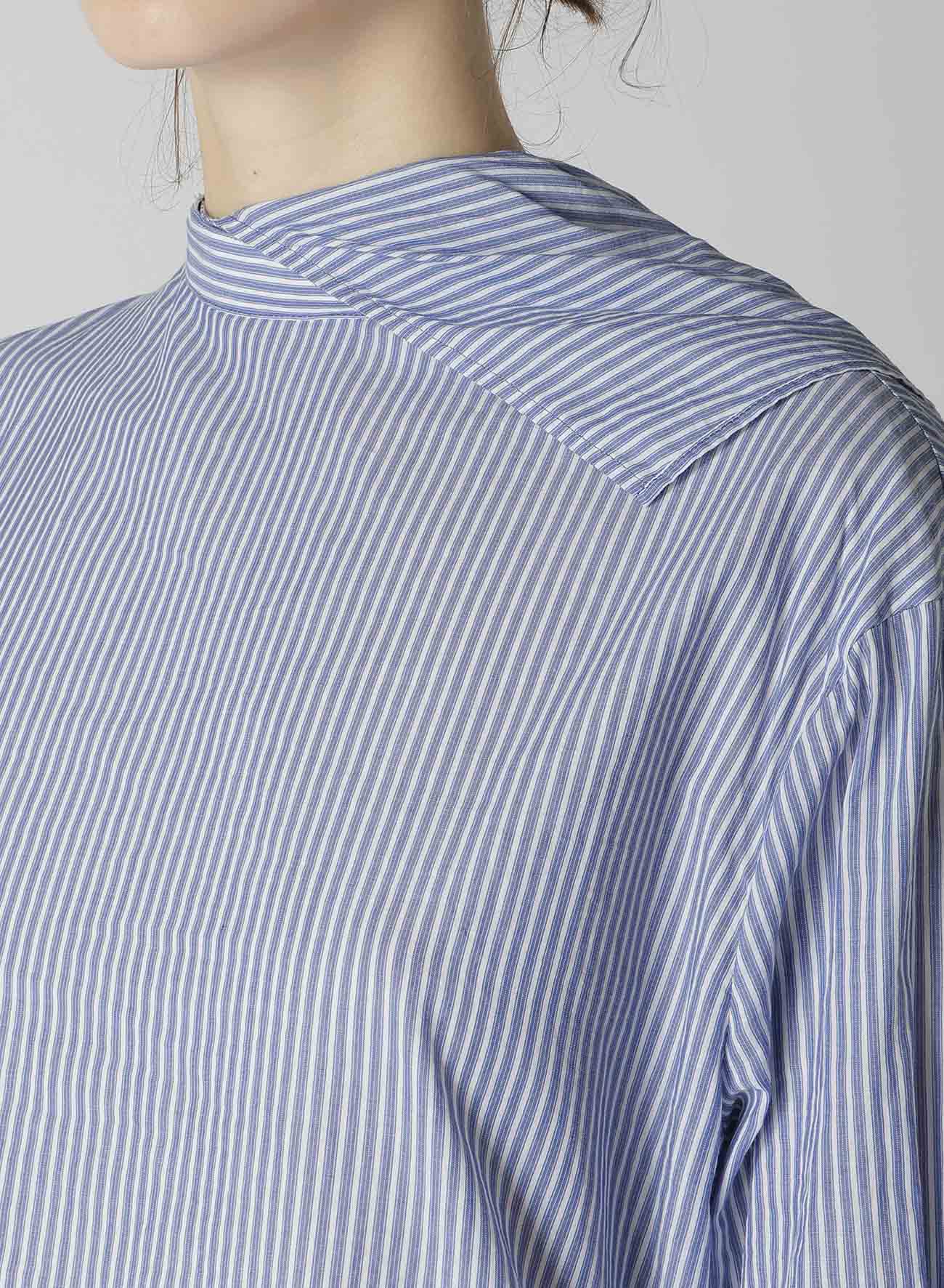 COTTON STRIPE BACK TIE BLOUSE