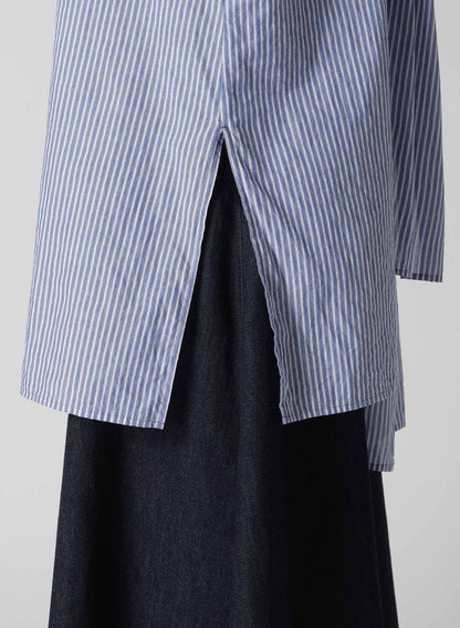 COTTON STRIPE BACK TIE BLOUSE