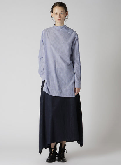 COTTON STRIPE BACK TIE BLOUSE