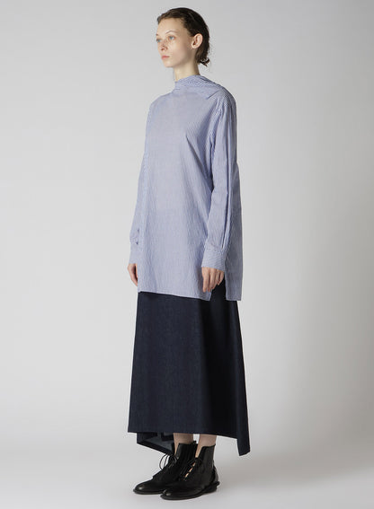 COTTON STRIPE BACK TIE BLOUSE