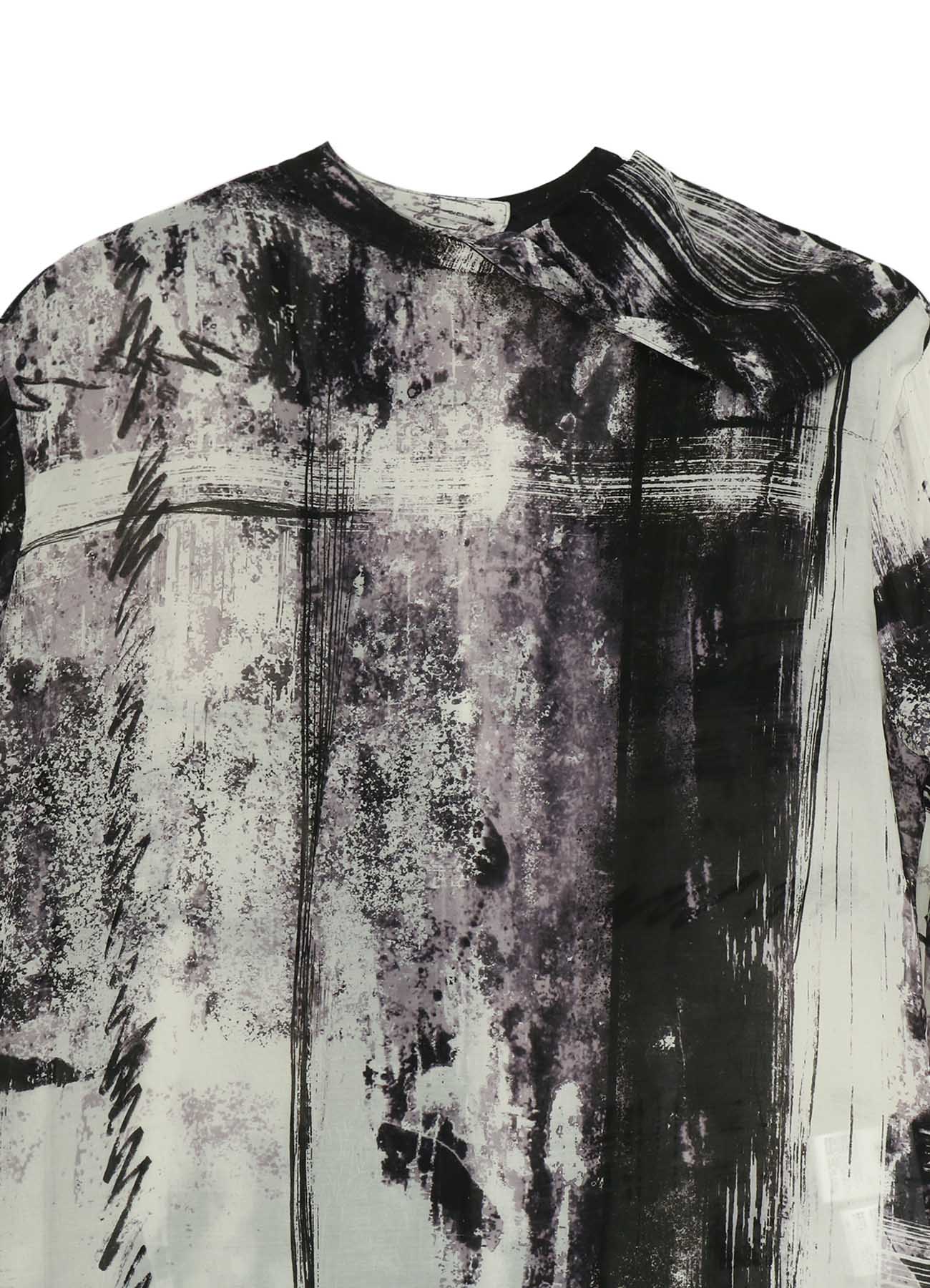 CU/ LAWN BLURRED CHECK BACK TIE BLOUSE